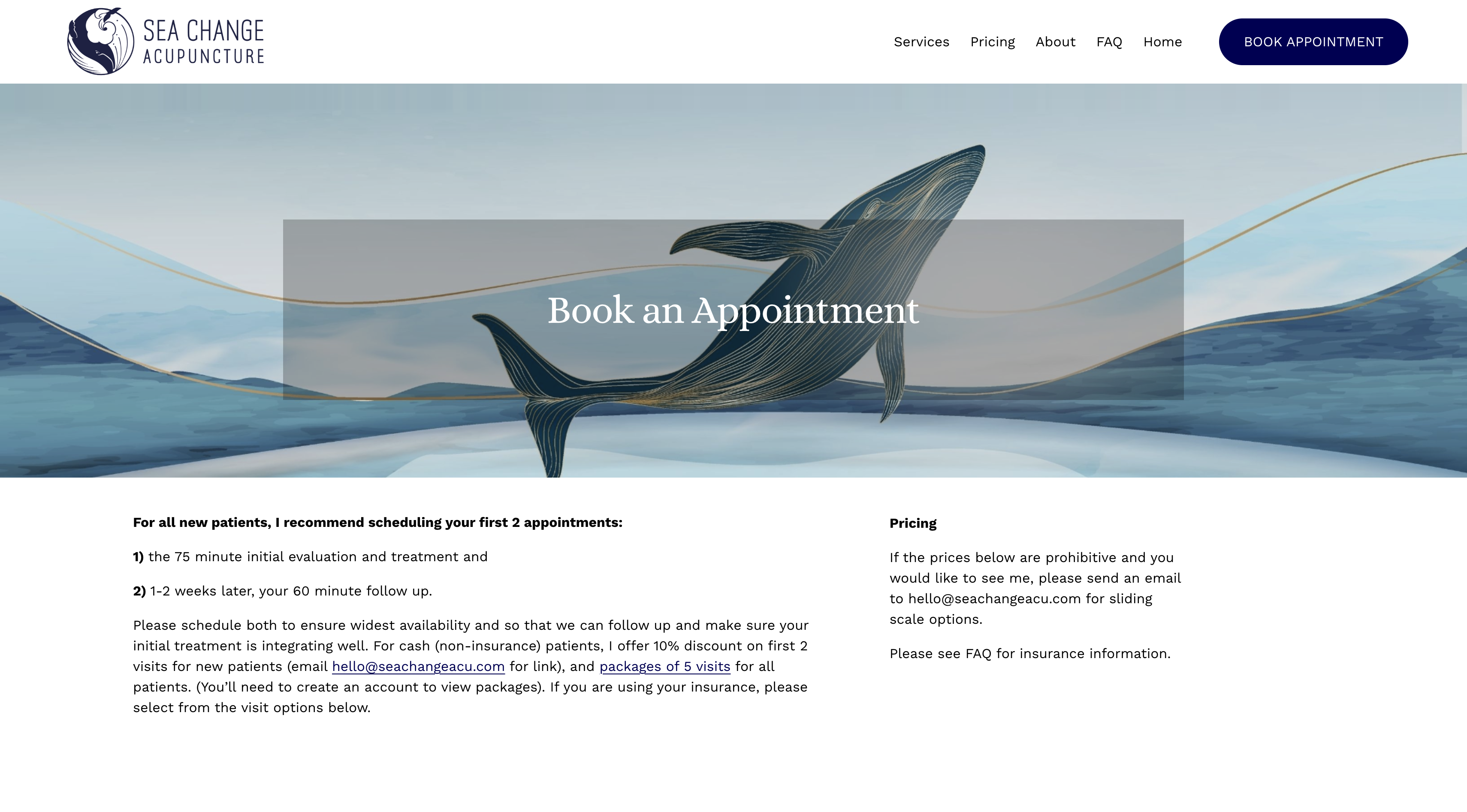 Sea Change appointment booking flow.