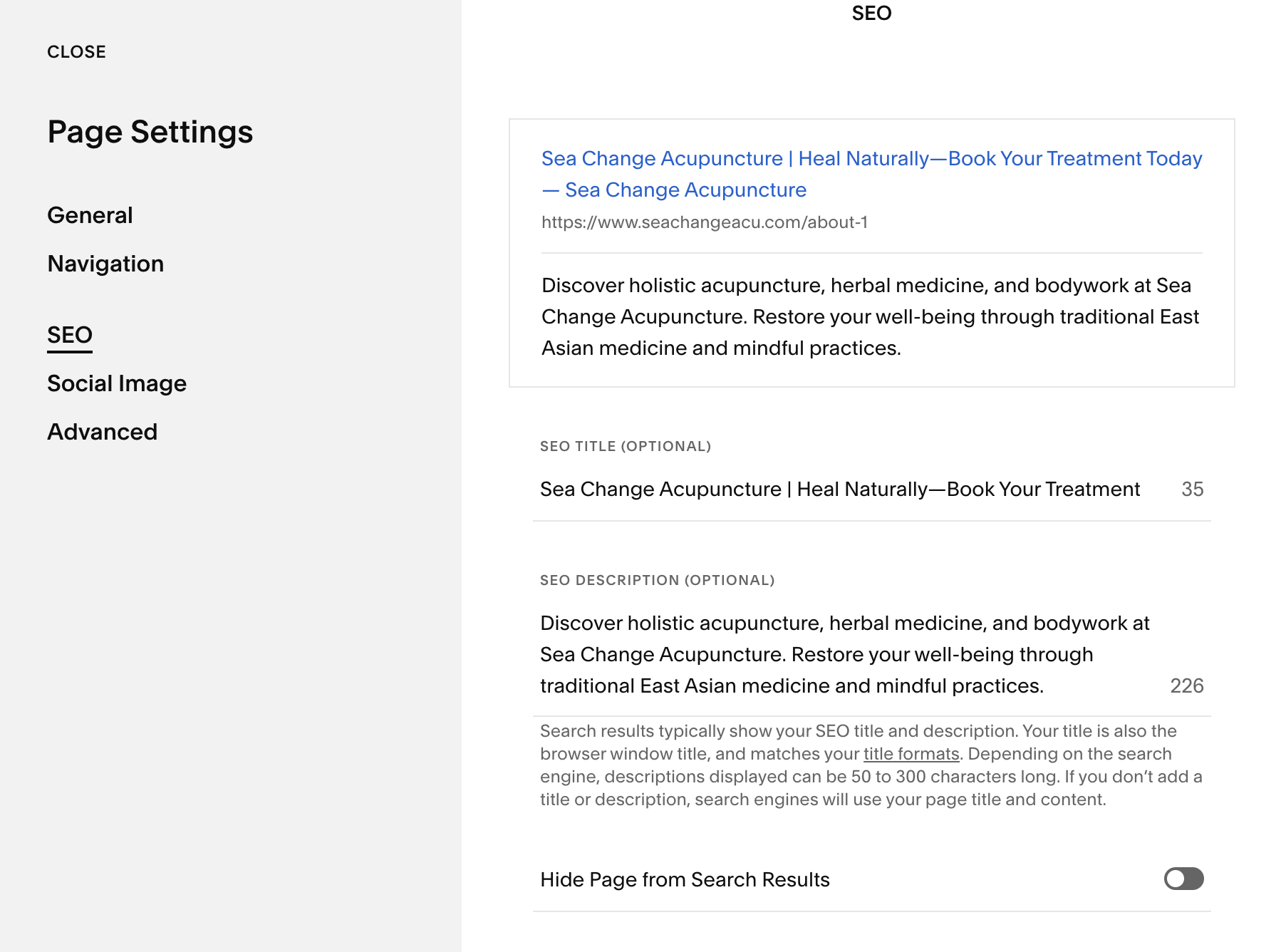 Sea Change SEO title and description refinements.