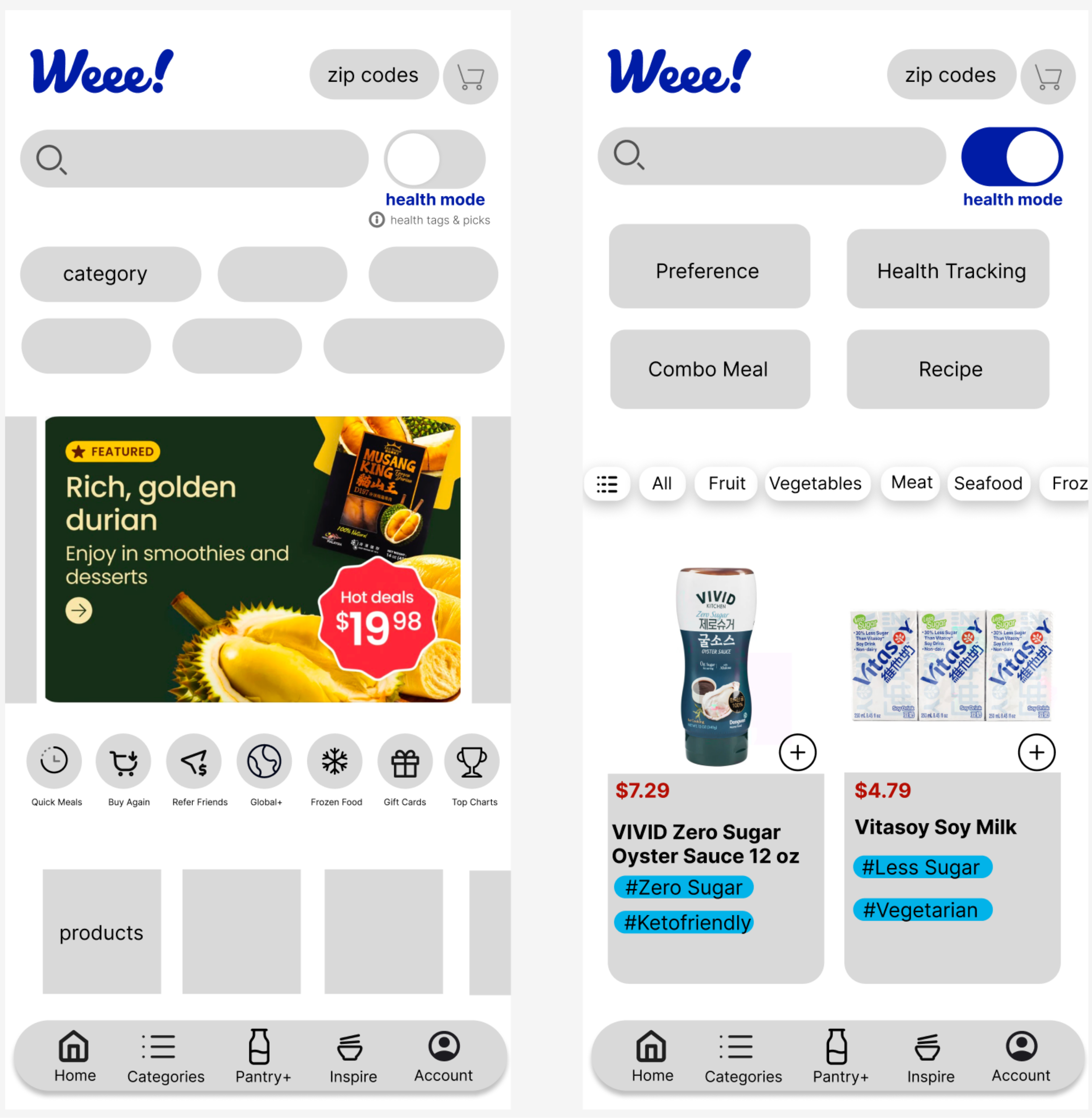 Revised Health Mode prototype after iteration.