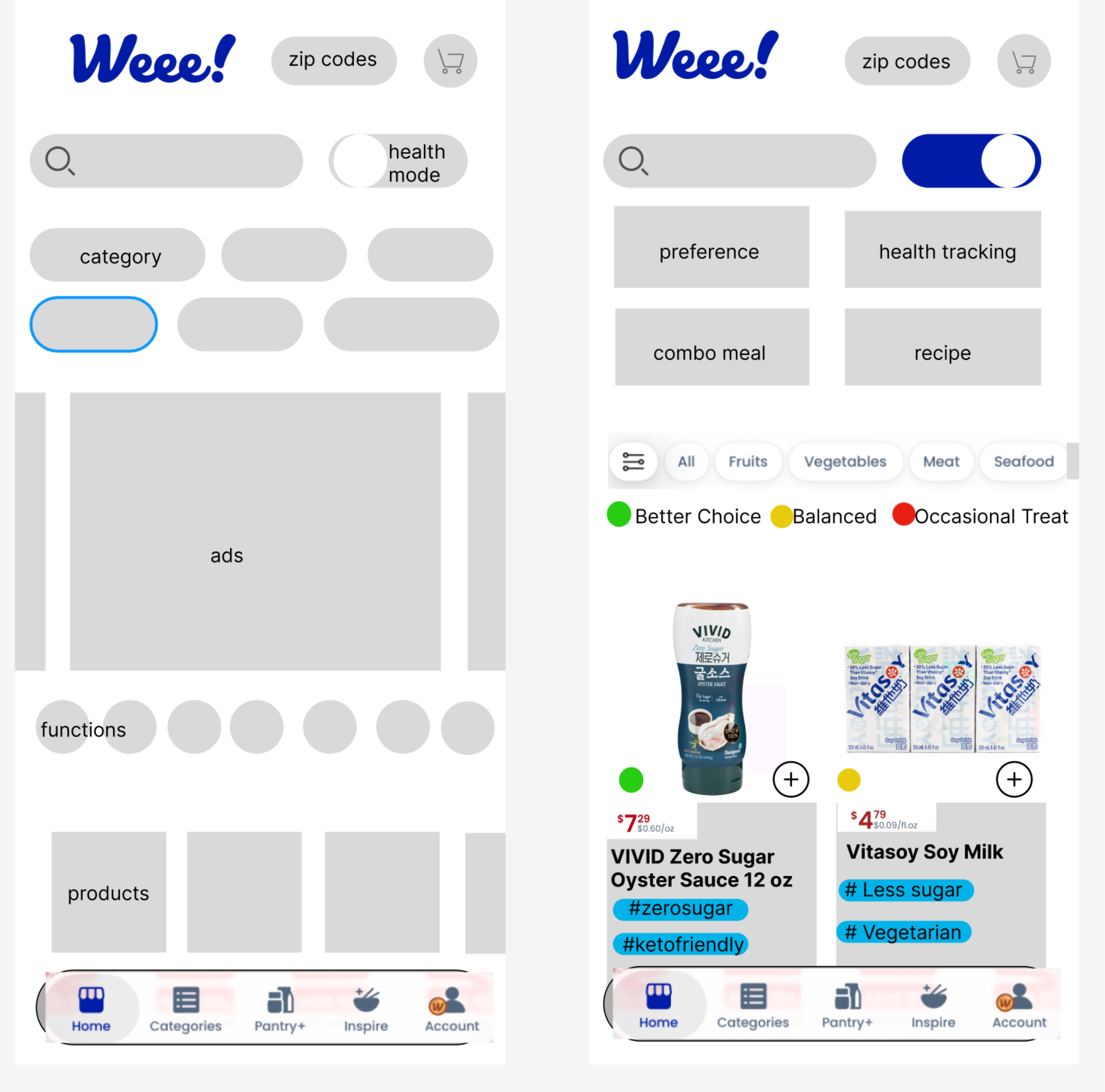 Early Health Mode prototype before iteration.